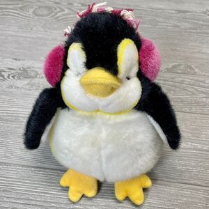 Vintage Russ Daisy Chain Press Tux the Chubby Penguin with Earmuffs NWT - FLAWS